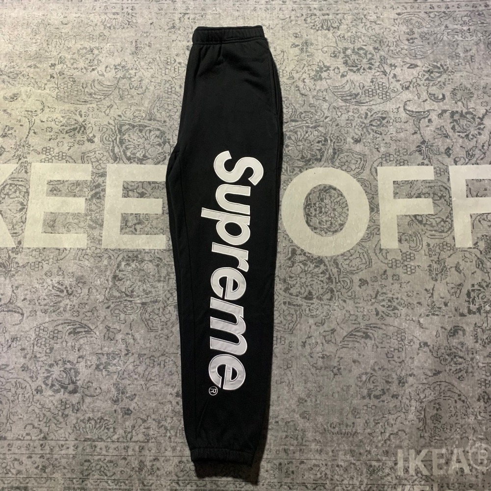 Supreme Logo Sweatpants Mens Large Black Excellent Big Logo Fleece Joggers
